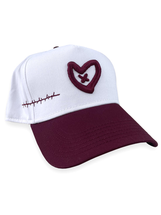 Zero Likes - Premium Apparel - White / Maroon 5 Panel Cap