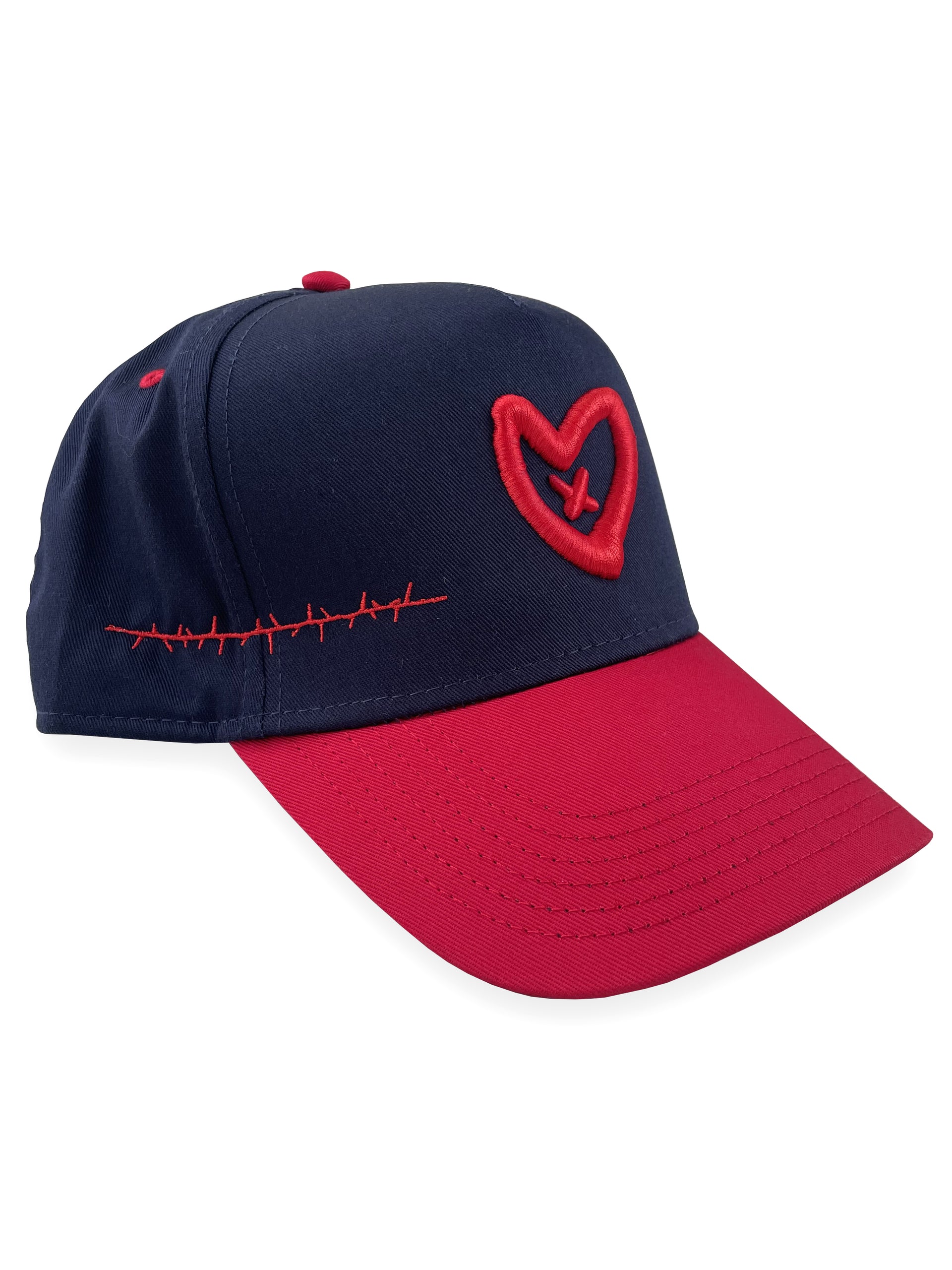 Zero Likes - Premium Apparel - Navy Blue / Red 5 Panel Cap